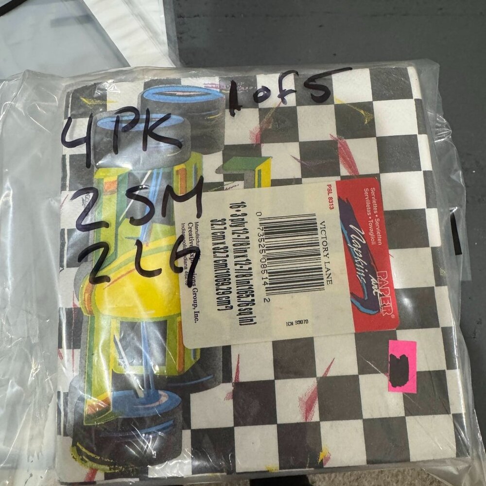 90's Victory Lane Race Car Party Napkins 4 Packs Vtg USA Made Checkered Flag - Picture 6 of 6